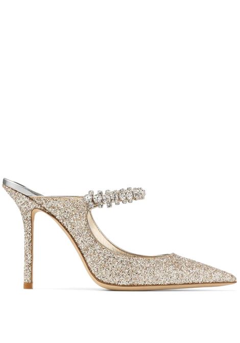 Sabot Bing In Tessuto Glitterato Sabbia JIMMY CHOO | mocassini e Sabot | BING 100 PZFSAND
