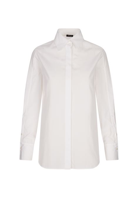 Camicia in Popeline Di Cotone Bianco KITON | D55442H0810901