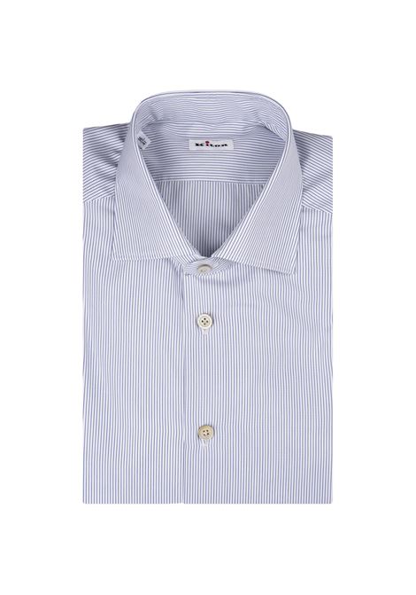 Camicia Bianca a Righe Sottili Blu KITON | Camicie | UCCH0929314/000