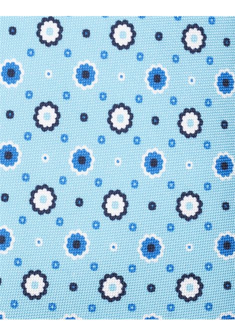 Cravatta In Seta Celeste Con Micro Fantasia Floreale KITON | UCRVKRC03L5203/000