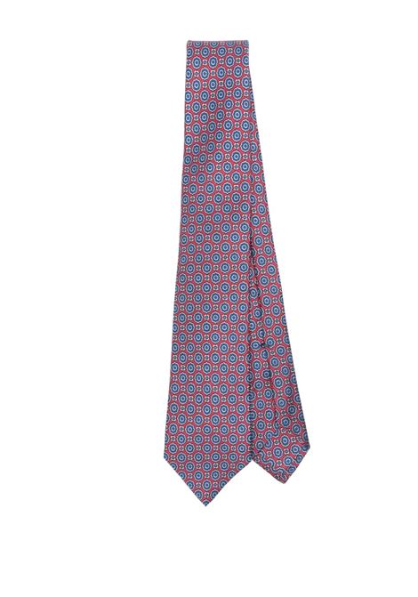 Cravatta In Seta Rossa Con Fantasia a Contrasto KITON | UCRVKRC03L5806/001