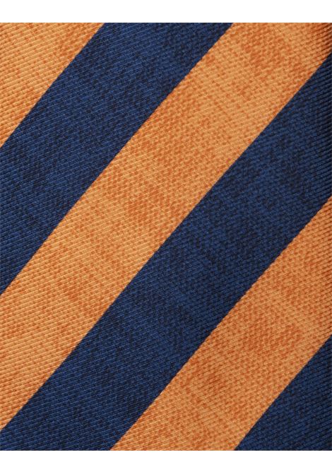 Cravatta Arancione a Righe blue navy KITON | UCRVKRC03L6704/000