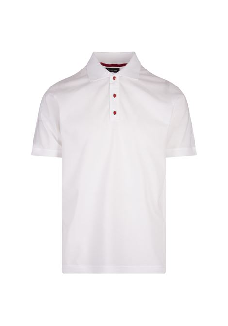 Polo In Jersey Bianco Con Bottoni Rossi KITON | Polo | UMK109040C/00M