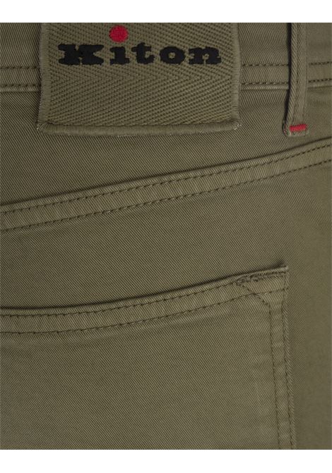Jeans Slim Fit In Denim Di Cotone Stretch Verde Militare KITON | UPNJSMK0601F08/003