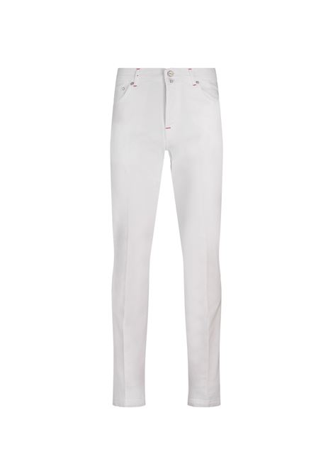 Jeans Slim Fit In Denim Di Cotone Stretch Bianco KITON | UPNJSMK0601F14/001