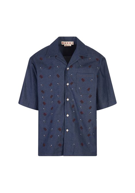 Camicia Blu con Ricamo MARNI | CUJU0017S1-USCX58RIB64
