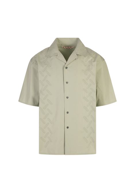 Camicia Bowling In Cotone Ricamato Verde MARNI | CUMU0213MS-USR01500V19