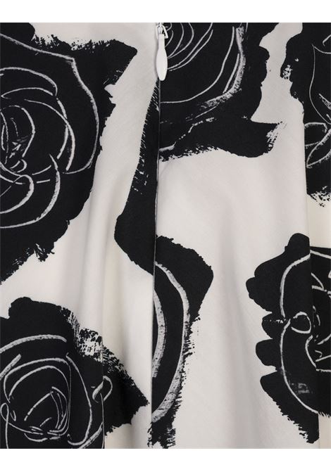 Gonna Midi In Popeline Con Rose Bianca e Nera MARNI | GOMA0745A0-UTC520LUW01