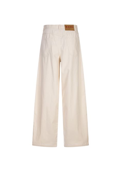 Pantaloni Ampi Beige Con Ricami Floreali MARNI | PAJD0586S0-USCX58RIW08
