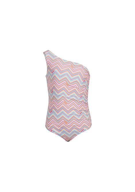 One-Shoulder Swimsuit with Chevron Pattern MISSONI KIDS | Swimwear | MWCA09-Z2897100MC