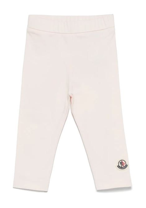 Light Pink Jersey Leggings with Logo Patch MONCLER ENFANT | Trousers | 951-8H00002 89AUM529