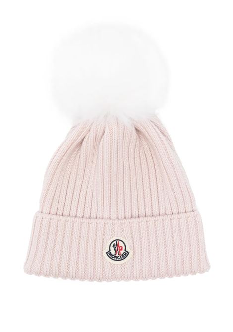 Pink Merino Wool Hat With Pompon MONCLER ENFANT | Hats | 954-3B00007 M113150V