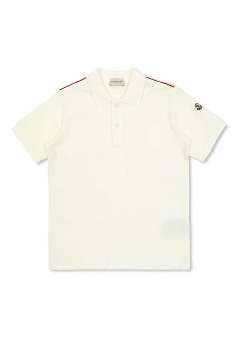 White Polo Shirt with Tricolor Detail on the Shoulders MONCLER ENFANT | Polo shirts | 954-8A00006 89ALK034