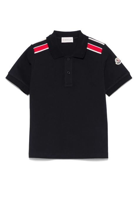 Blue Polo Shirt with Tricolor Detail MONCLER ENFANT | Polo shirts | 954-8A00011 89ALK778