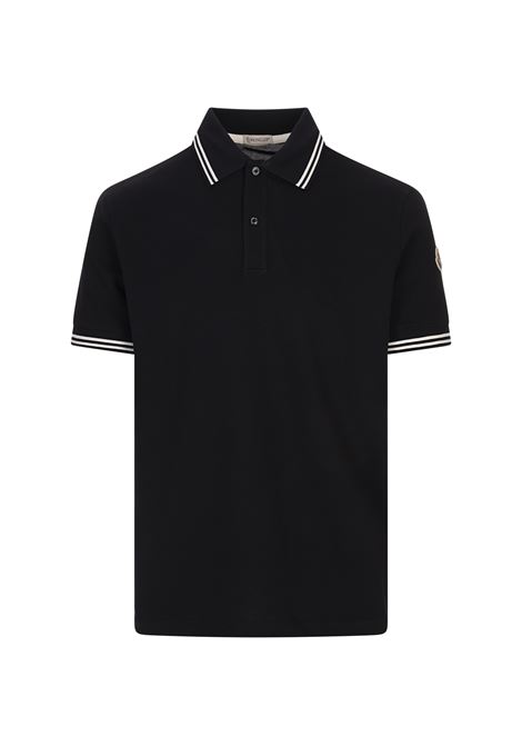 Polo Blu Con Righe Su Collo e Polsi MONCLER | Polo | 091-8A00007 89A1677X