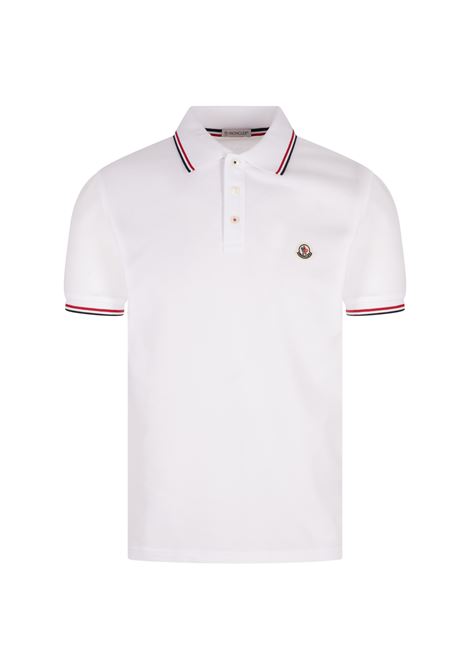 Polo Bianca Con Orlo Tricolore MONCLER | Polo | 091-8A70300 84556001