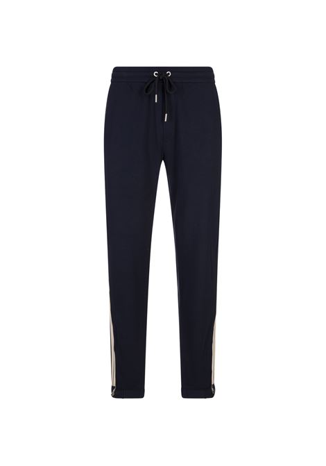 Joggers Blu Con Bande Laterali e Patch Logo MONCLER | Pantaloni | 091-8H00014 89AWU742