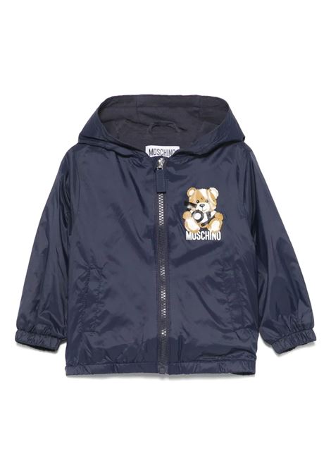 Blue Light Jacket With Moschino Teddy Bear Print MOSCHINO KIDS | Outwear | MUS02WL3A6940016