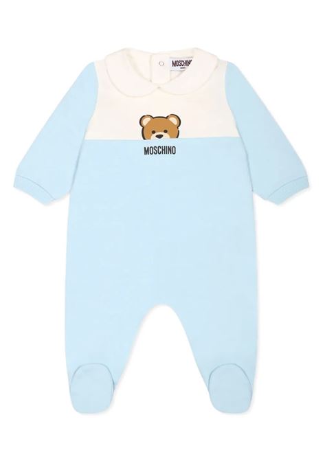 White and Light Blue Pajamas With Moschino Teddy Bear MOSCHINO KIDS | Underwear | MUY07FLCA5140304