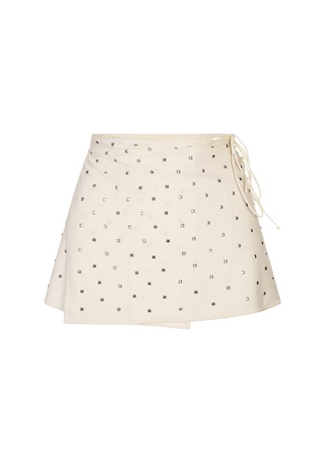 Gonna Corta In Lycra Bianca Con Strass OSEREE | DKS250-LYCRAWHITE