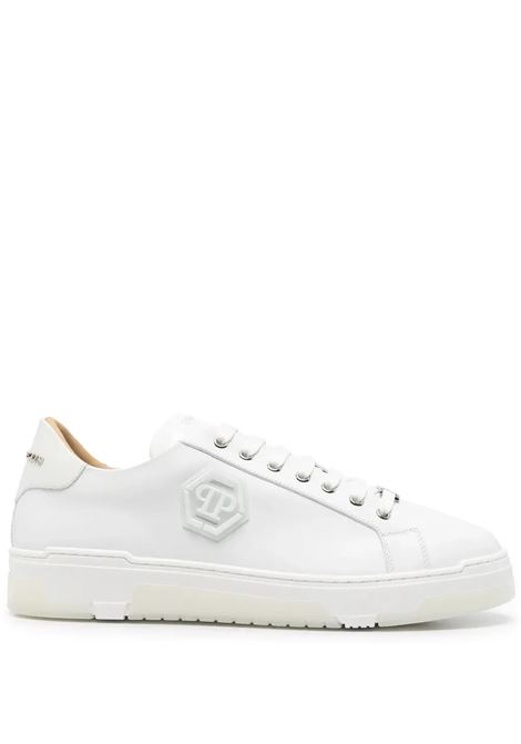 White Leather Low-Top Sneakers Hexagon PHILIPP PLEIN | Sneakers | PAESUSC0722PLE005N01