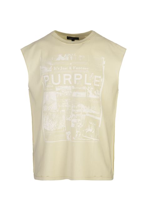 Purple Textured Graphic T-Shirt In Ecru PURPLE BRAND | T-Shirts | P103-JAGF225ECRU