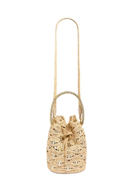 Borsa a Secchiello Paco In Rafia Naturale Con Dischi 1969 RABANNE | 24FSS0478NAT026M227