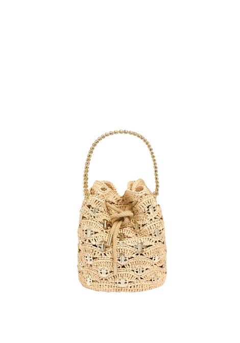 Borsa a Secchiello Paco In Rafia Naturale Con Dischi 1969 RABANNE | 24FSS0478NAT026M227