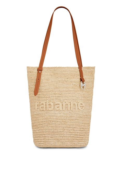 Borsa Tote In Rafia Naturale Con Logo RABANNE | 24PSS0438NAT016P253