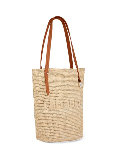 Borsa Tote In Rafia Naturale Con Logo RABANNE | 24PSS0438NAT016P253