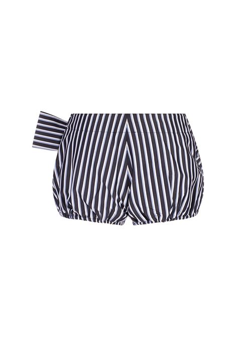 Shorts In Popeline Di Cotone a Righe Bianche e Blu RABANNE | 25ECPA038CO0579V952