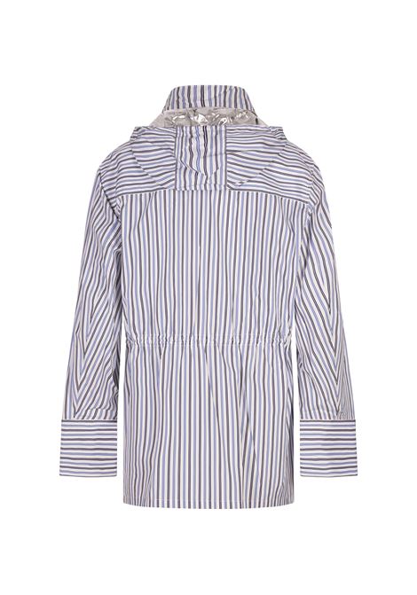 Parka In Popeline Di Cotone a Righe Azzurro Con Cappuccio RABANNE | 25ECVE017C00579V266