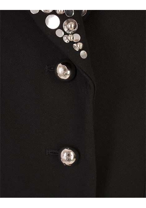 Blazer Nero In Lana Grain De Poudre Con Dettagli Ricamati RABANNE | 25ECVE019LA0262P001