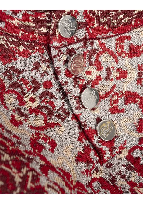 Red and Silver Lurex Sweater with Paisley Pattern RABANNE | 25PMPU021ML0310V944