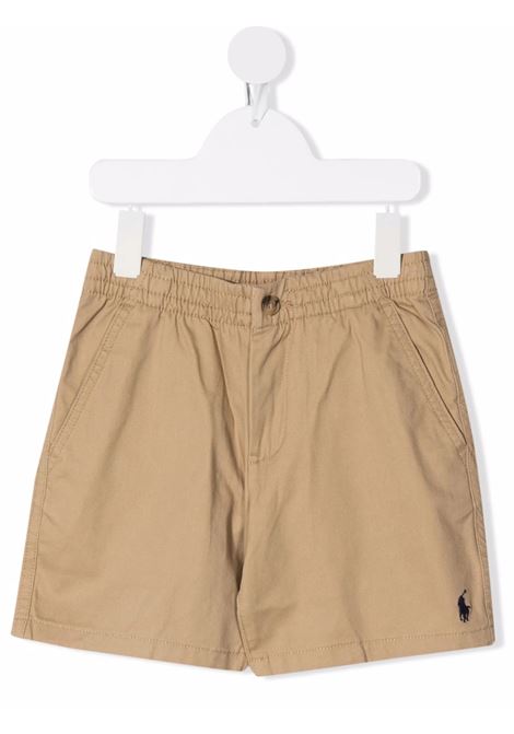 Beige Shorts With Contrasting Pony RALPH LAUREN KIDS | Trousers | 320-855350002