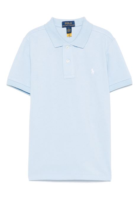 Light Blue Short-Sleeved Polo Shirt With Contrasting Pony RALPH LAUREN KIDS | Polo shirts | 322-703632061