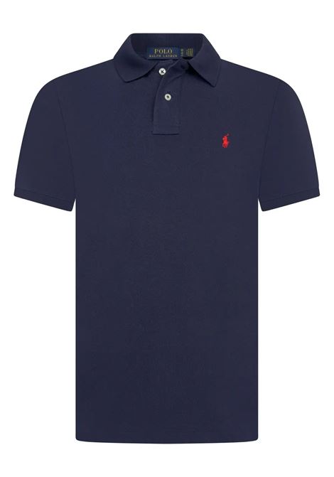 Blue Piqué Polo Shirt With Red Pony RALPH LAUREN KIDS | Polo shirts | 323-547926004