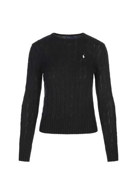 Maglione Girocollo a Trecce Nero RALPH LAUREN | Maglieria | 211-891640027