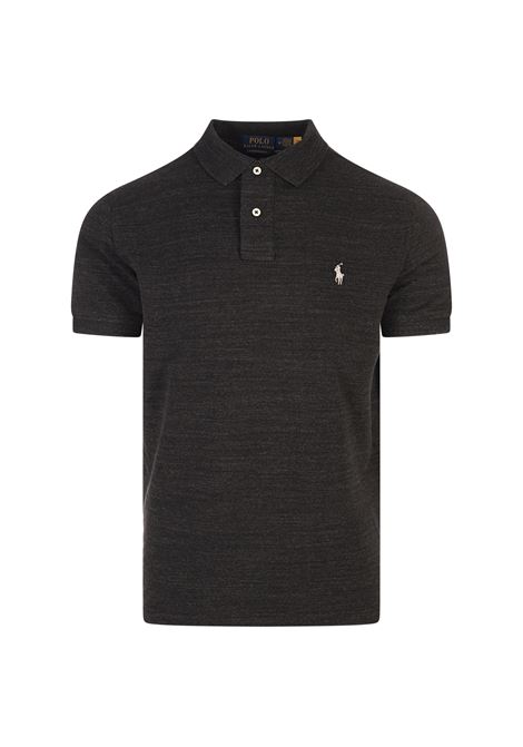 Dark Grey Short-Sleeve Slim Fit Polo Shirt with Pony RALPH LAUREN | Polo shirts | 710-680784011