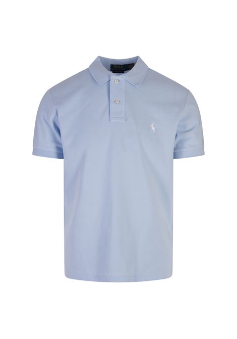 Polo Custom Slim-Fit In Pique' Azzurro Con Pony a Contrasto RALPH LAUREN | Polo | 710-782592013