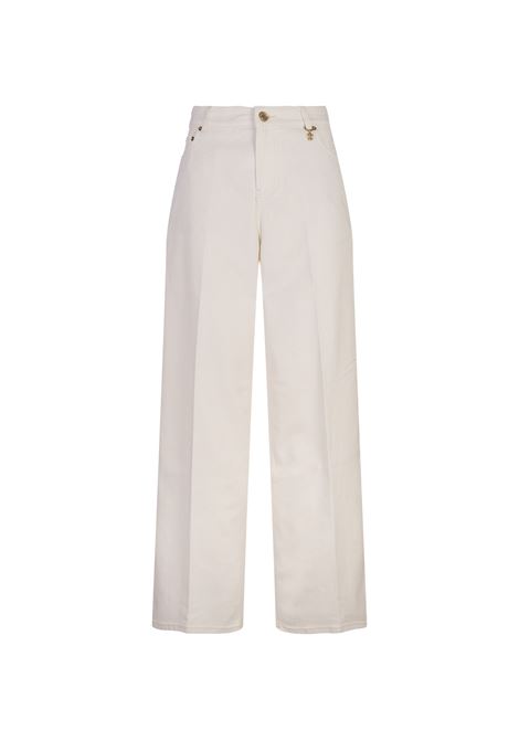 Pantaloni a Palazzo Avorio Con Stampa Pitone ROBERTO CAVALLI | Pantaloni | UKJ207-KGN5309088
