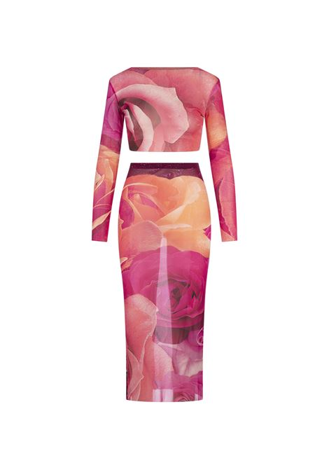 Completo Con Top e Gonna In Tulle Stretch Garden Rose ROBERTO CAVALLI | Completi | UKT13A-6HN4802500