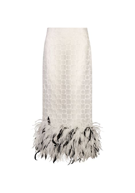 Gonna Midi Con Piume Black & White STARLIT | SS25STAR01WHITEBLACK