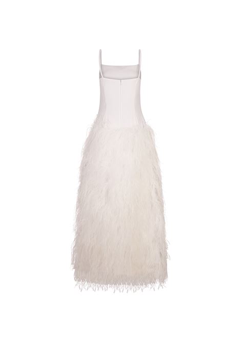 Abito Lungo Bianco Con Vita Bassa e Gonna Di Piume STARLIT | SS25STAR34WHITE