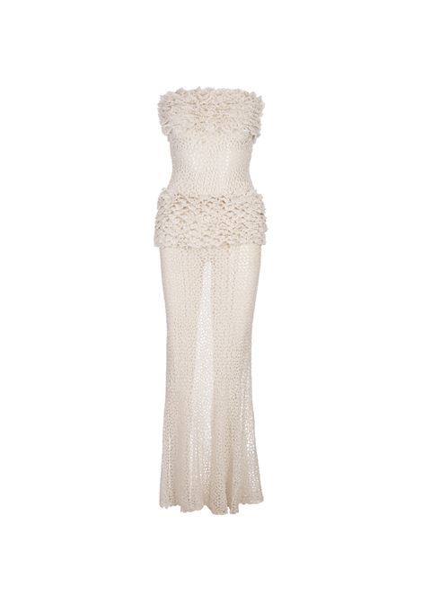 Abito Lungo All'Uncinetto Bianco STARLIT | SS25STAR39WHITE