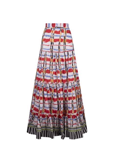 Gonna Lunga a Balze Con Stampa Multicolore STELLA JEAN | Gonne | SS25SJG220D006