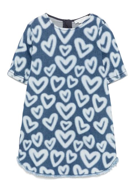 Blue Denim Dress With All-Over Hearts Print STELLA MCCARTNEY KIDS | Dress And Jumpsuit | TW1D11-Z2574618BC