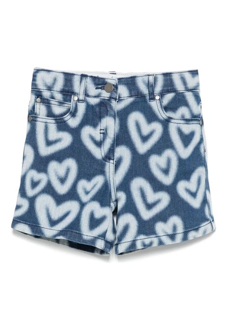 Shorts In Denim Blu Con Stampa Cuori All-Over STELLA MCCARTNEY KIDS | Pantaloni | TW6D69-Z2574618BC
