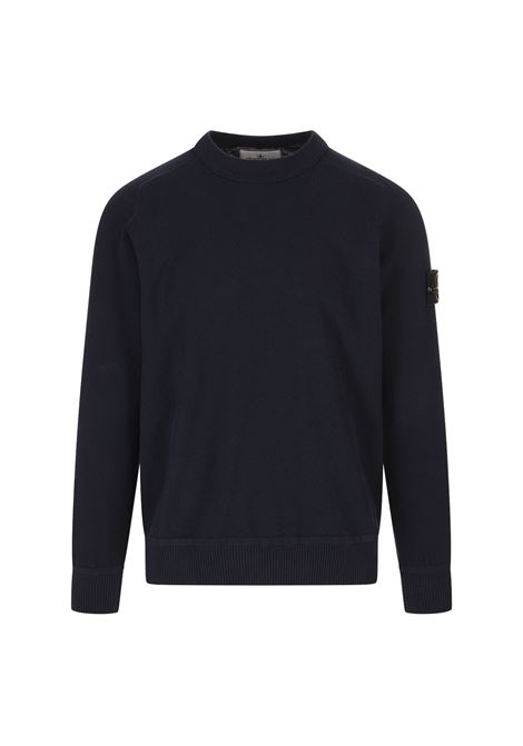 Blue Sweater in Soft Organic Cotton, Micro Stitch STONE ISLAND | Knitwear | K1S155100036-S00B5V0020