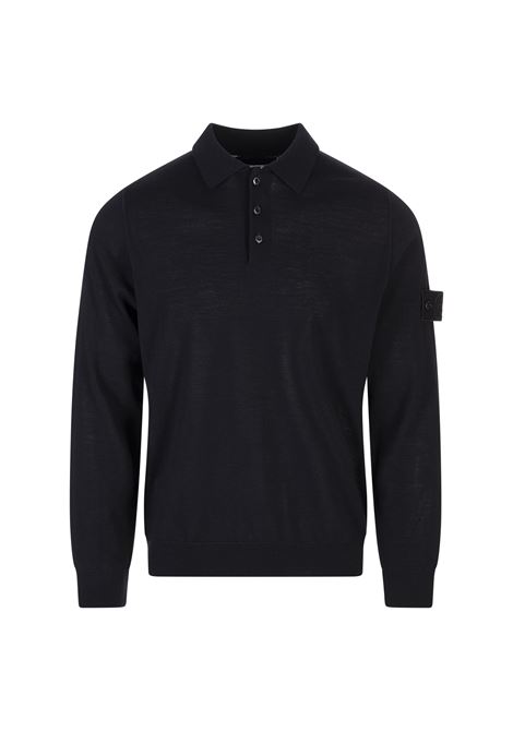 Blue Long Sleeve Polo Shirt in LIGHT RWS PURE WOOL_ STONE ISLAND GHOST STONE ISLAND | Polo shirts | K1S155100071-S00FCV0020
